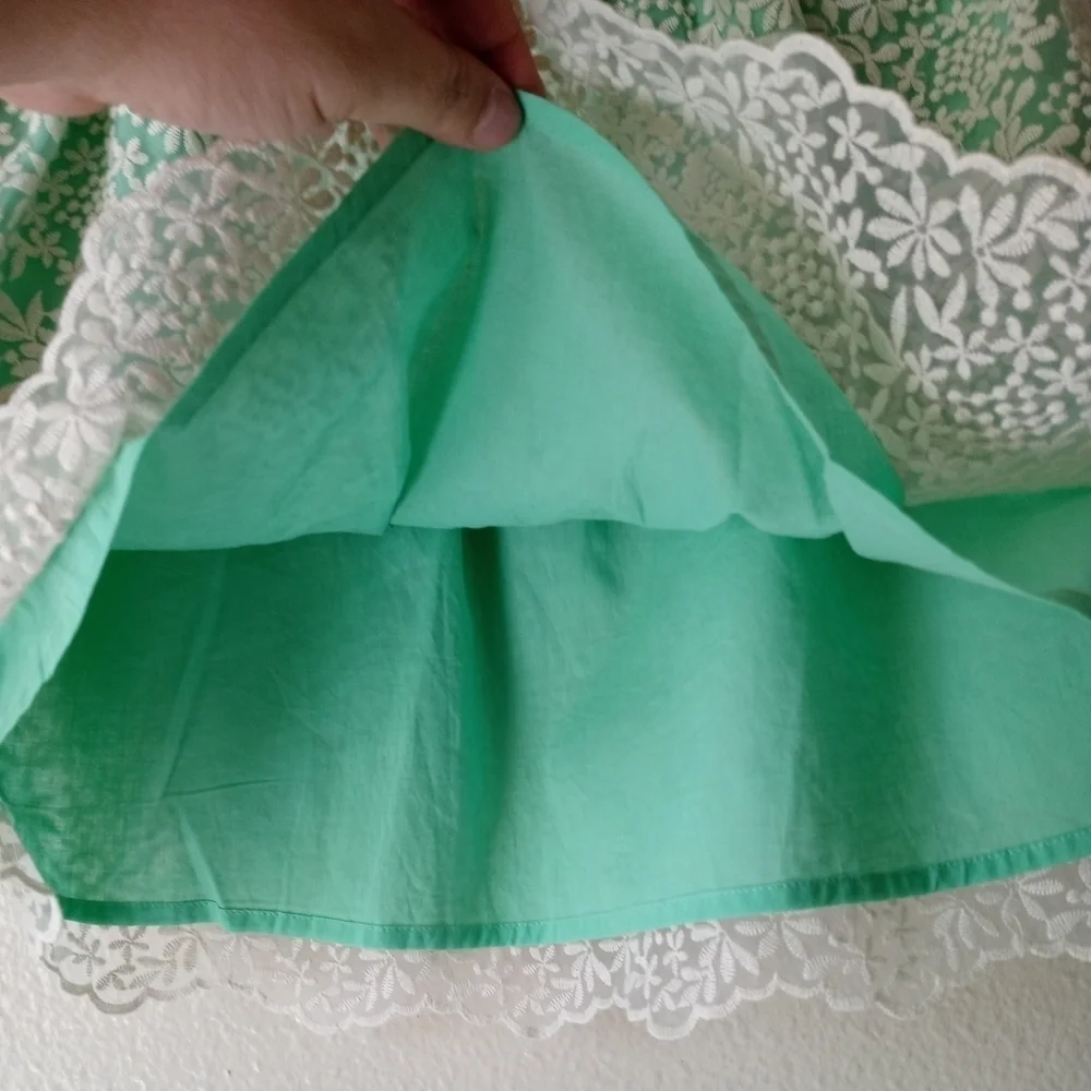 Zara Embroidered Mint Floral Print A-line Skirt  Size S.
